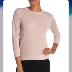Vince Sheer Textured Knit 3/4 Sleeve Pullover